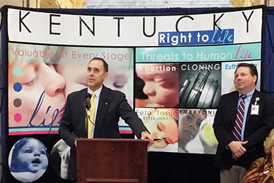 Tim speaking as Pro-Life Caucus Chairman at “Kentucky Right to Life Day” in the Capitol Rotunda
